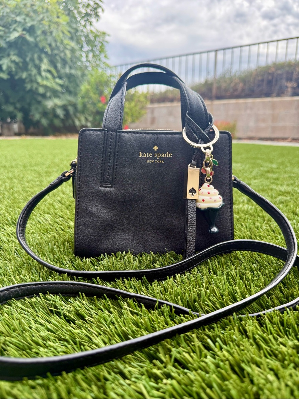 Kate Spade| Black Mini Satchel| with Charms